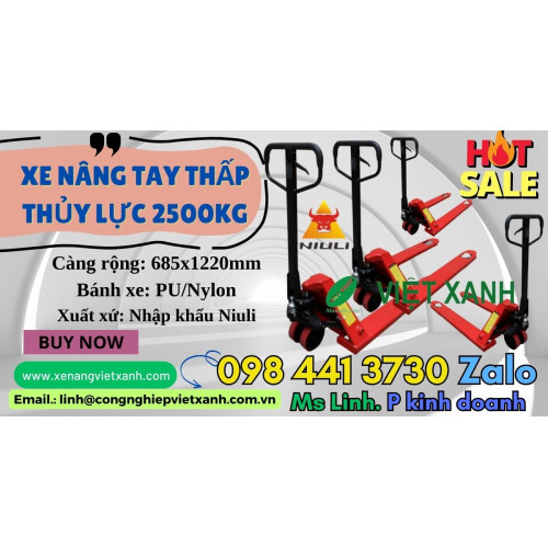 Xe nâng tay thấp thủy lực 2500kg nhập khẩu