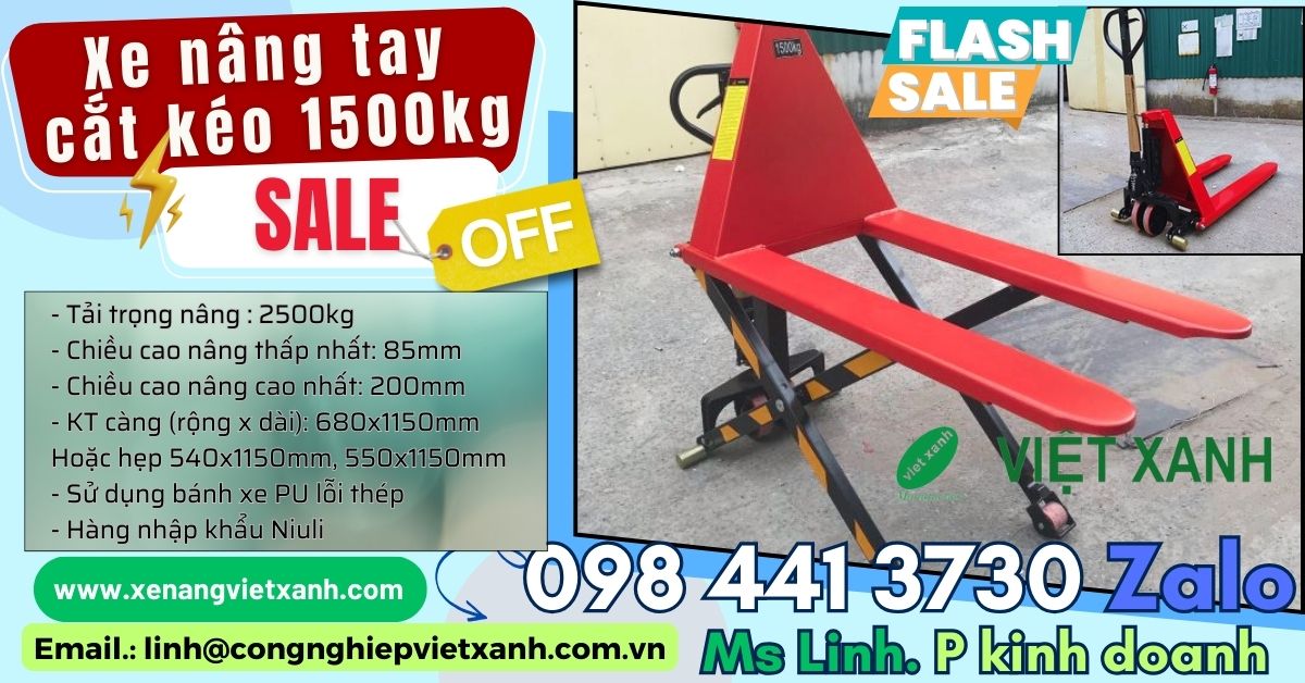 Xe nâng tay cắt kéo 1500kg Niuli giảm giá