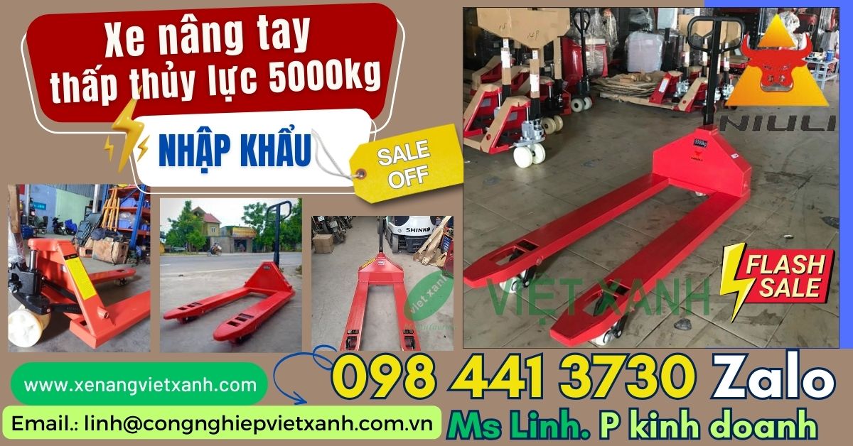 Máy móc công nghiệp: Xe nâng tay niuli 4000kg, xe nâng tay thấp 4 tấn, xe nâng Xe-nang-tay-thap-thuy-luc-5000kg-niuli