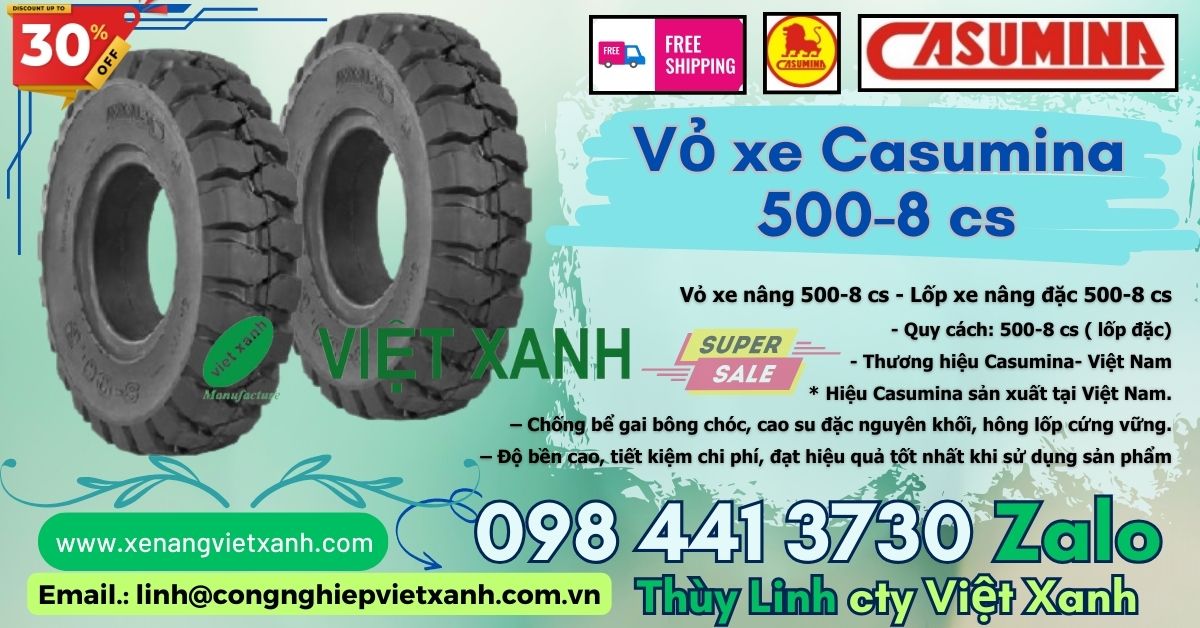 Vỏ xe nâng 500-8 casumina - Lốp xe nâng đặc 500-8