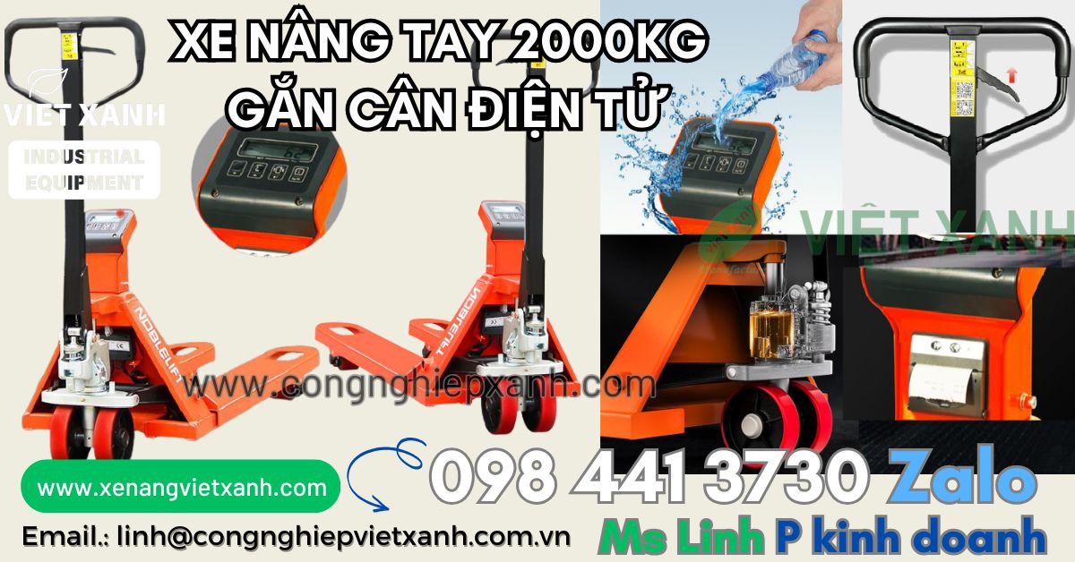 Xe nâng tay gắn cân điện tử 2000kg