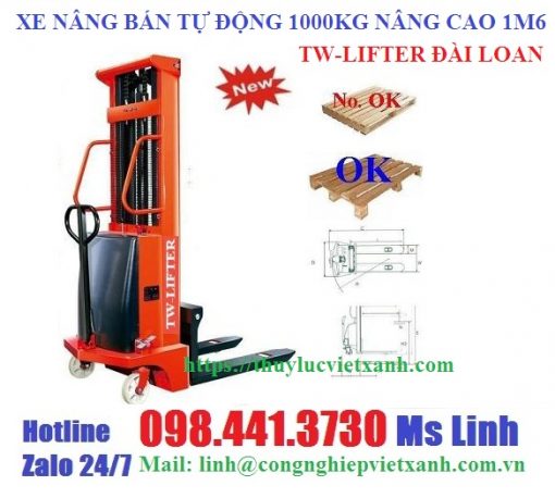 Xe nâng bán tự động 1000kg nâng cao 1m6