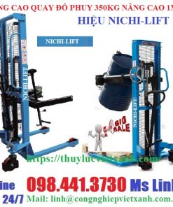 Xe nâng tay quay đổ phuy 350kg cao 1m4 hiệu NICHI-LIFT Nhật Bản