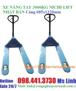 Xe nâng tay 3000kg Nichi-lift Nhật Bản ( 685x1220mm)