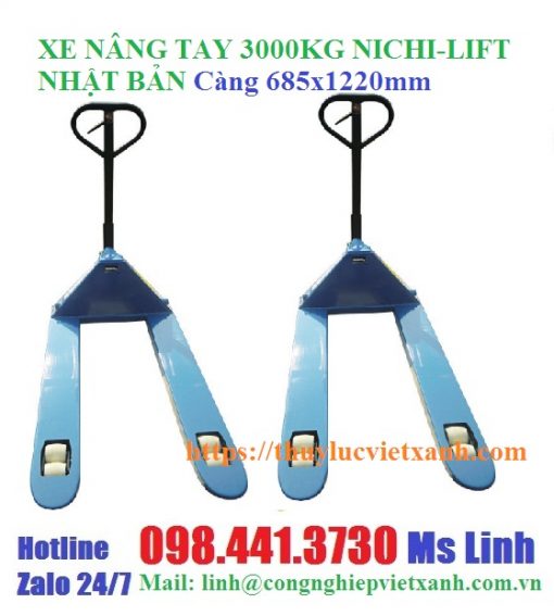 Xe nâng tay 3000kg Nichi-lift Nhật Bản ( 685x1220mm)