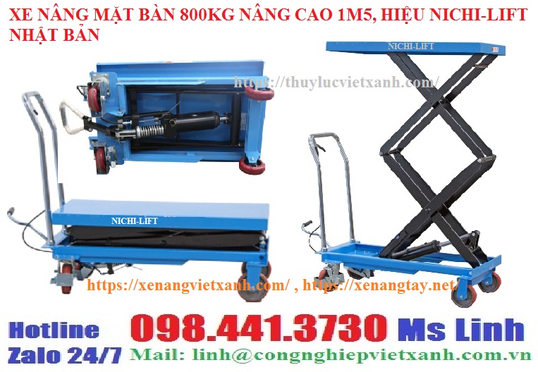 xe nâng mặt bàn 800kg cao 1m5