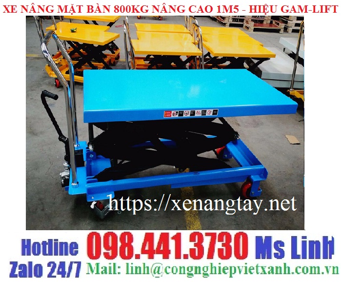 Xe nâng bàn 800kg cao 1.5m Gamlift Mỹ