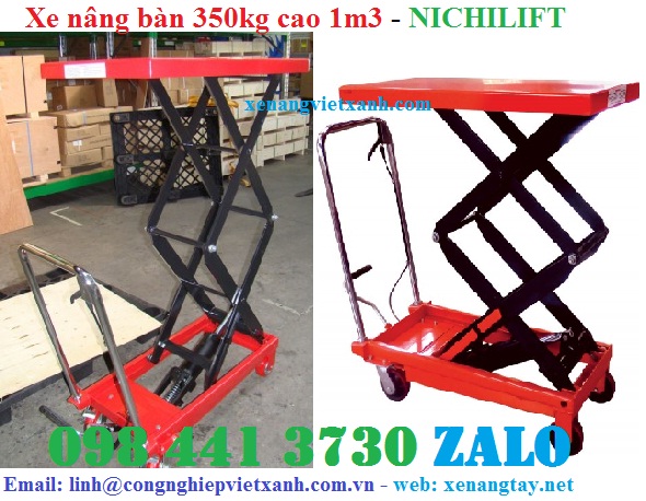 Xe nâng tay mặt bàn 350kg cao 1m3 Nichilift