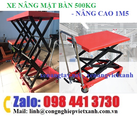 Xe nâng bàn 500kg cao 1m5