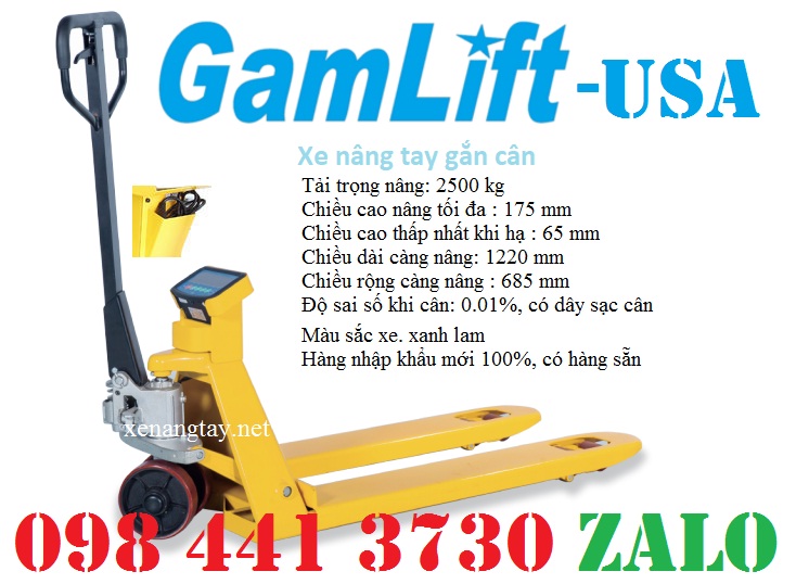 xe nâng tay gắn cân 2 tấn