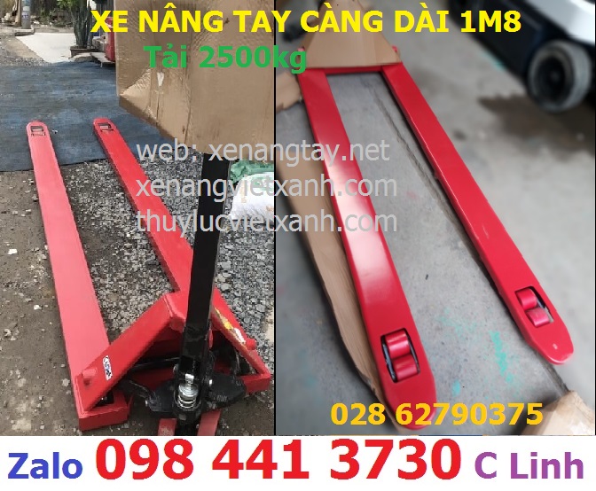 Xe nâng tay 2500kg càng dài 1m8