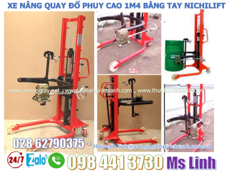 Xe nâng quay đổ phuy cao 1m4 bằng tay Nichilift Model: COT0.35