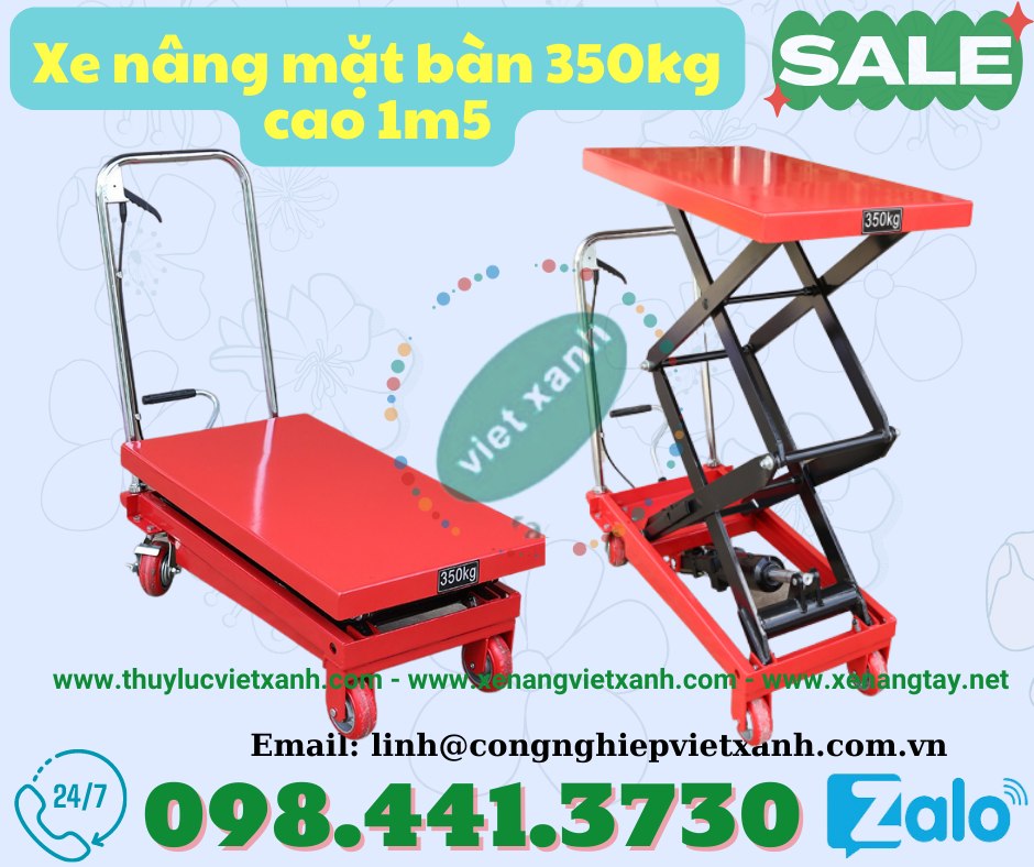 Xe nâng bàn 350kg cao 1.5m