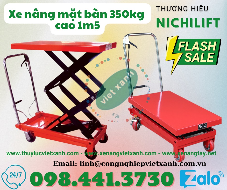 Xe nâng bàn 350kg cao 1m5