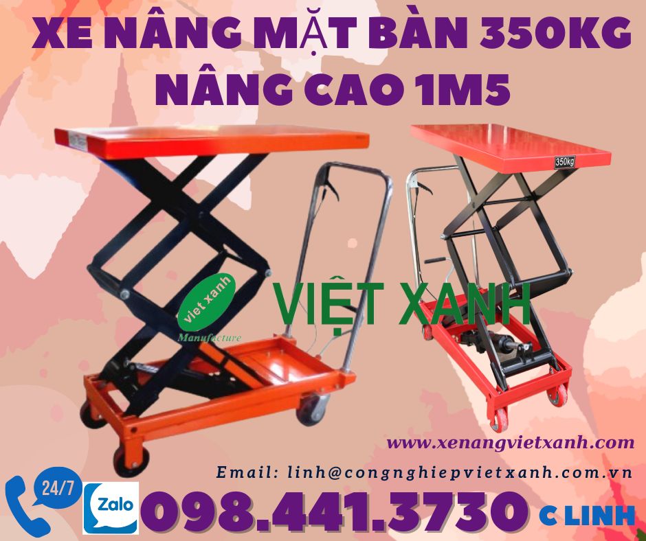 Xe nâng mặt bàn 350kg nâng cao 1m5