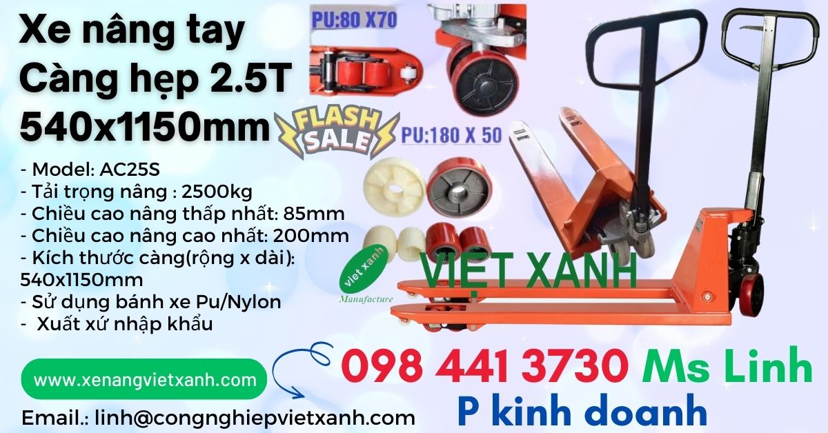 Xe nâng tay hẹp 540x1150mm