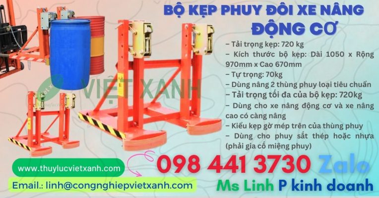 Bộ kẹp phuy đôi xe nâng đông cơ