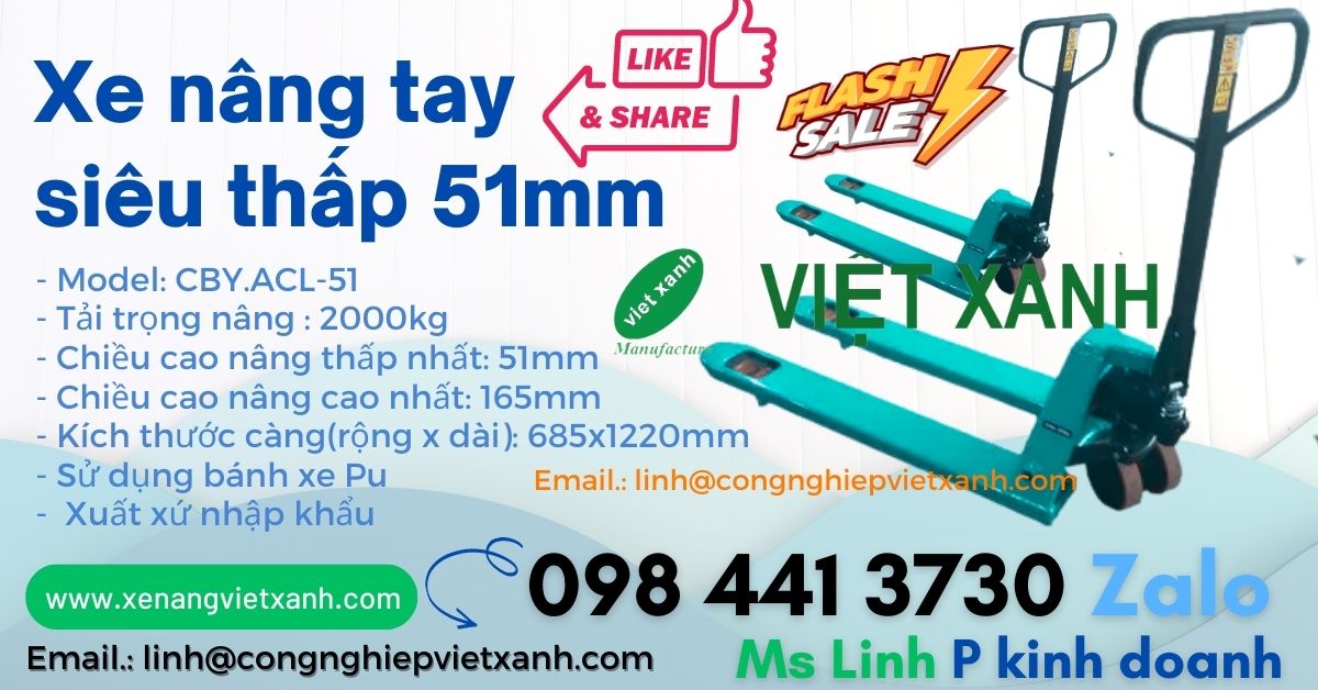 Xe nâng tay siêu thấp 51mm