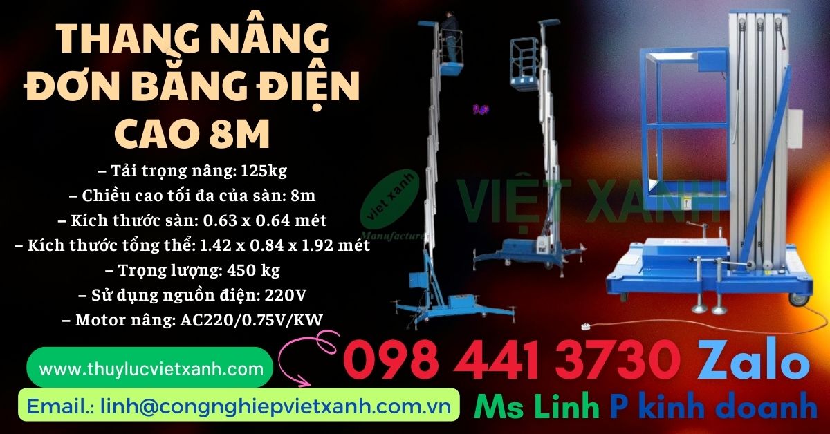 Thang nâng bằng điện cao 8m nhập khẩu niuli