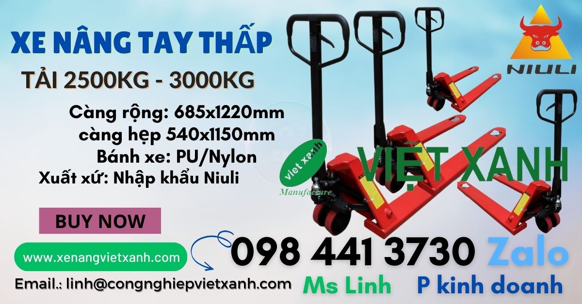 Xe nâng tay thấp 2,5T 3T nhập khẩu Niuli Khuyến mãi