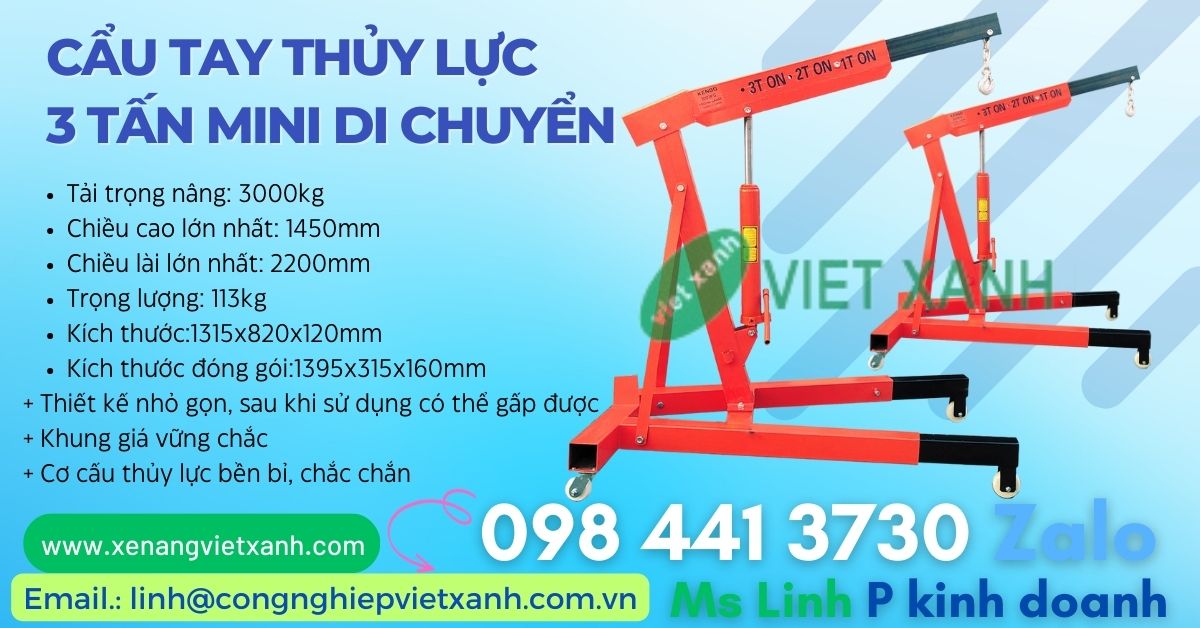 Cẩu tay thủy lực 3000kg mini di chuyển