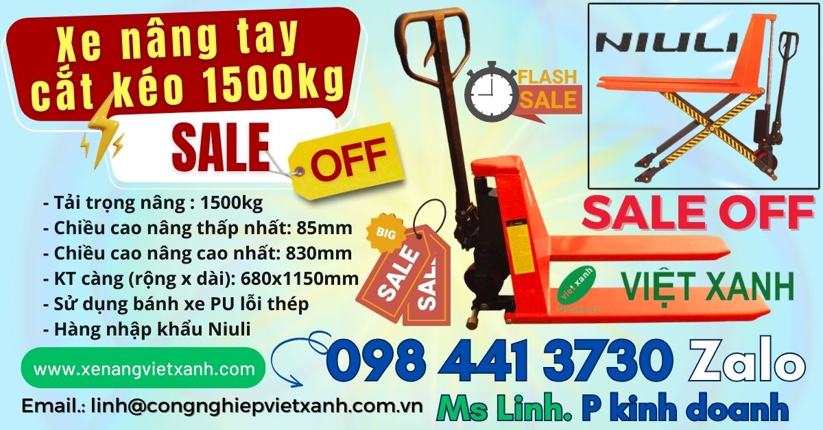 Xe nâng tay cắt kéo Niuli 1500kg