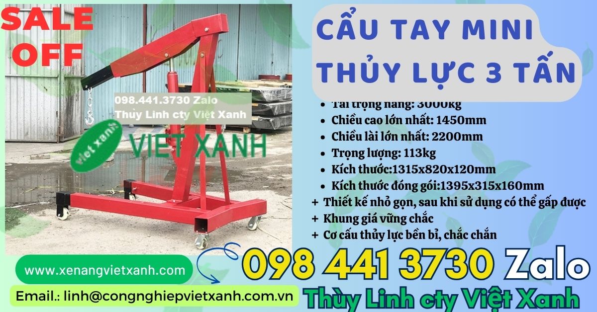 Cẩu thủy lực bằng tay mini 3 tấn