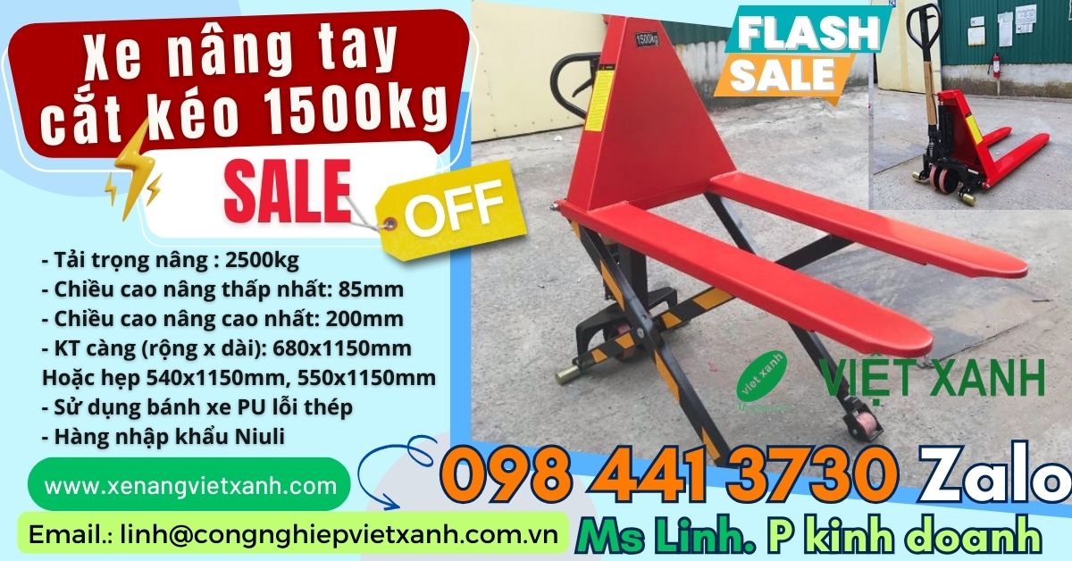 Xe nâng tay cắt kéo 1500kg Niuli nhập khẩu