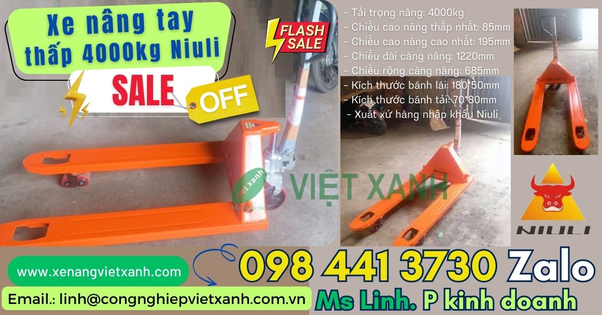 Xe nâng tay niuli 4000kg nhập khẩu