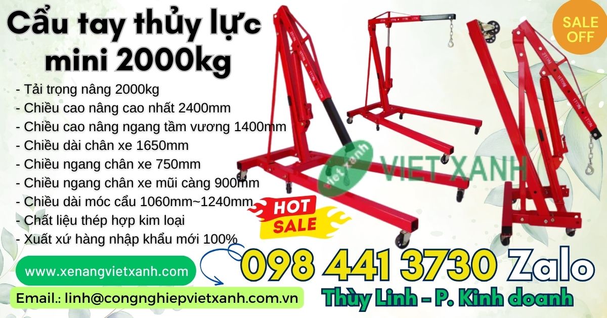 Cẩu thủy lực mini động cơ 2 tấn