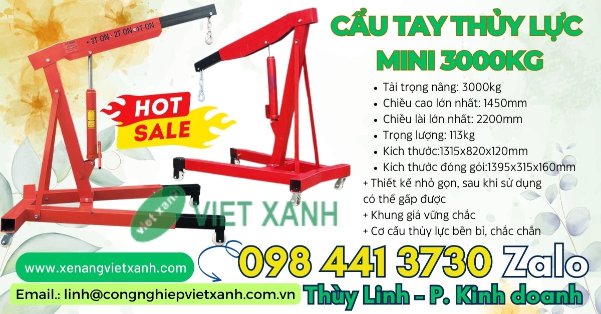 Cẩu thủy lực mini động cơ 3 tấn