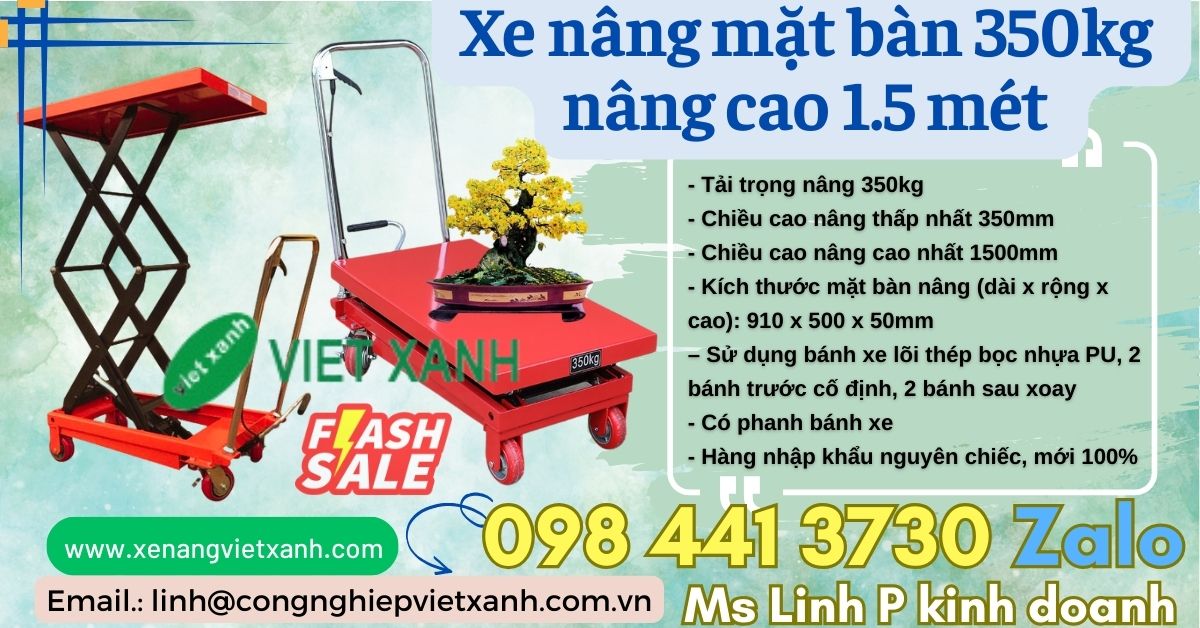 Xe nâng tay mặt bàn 350kg 1m5 Niuli